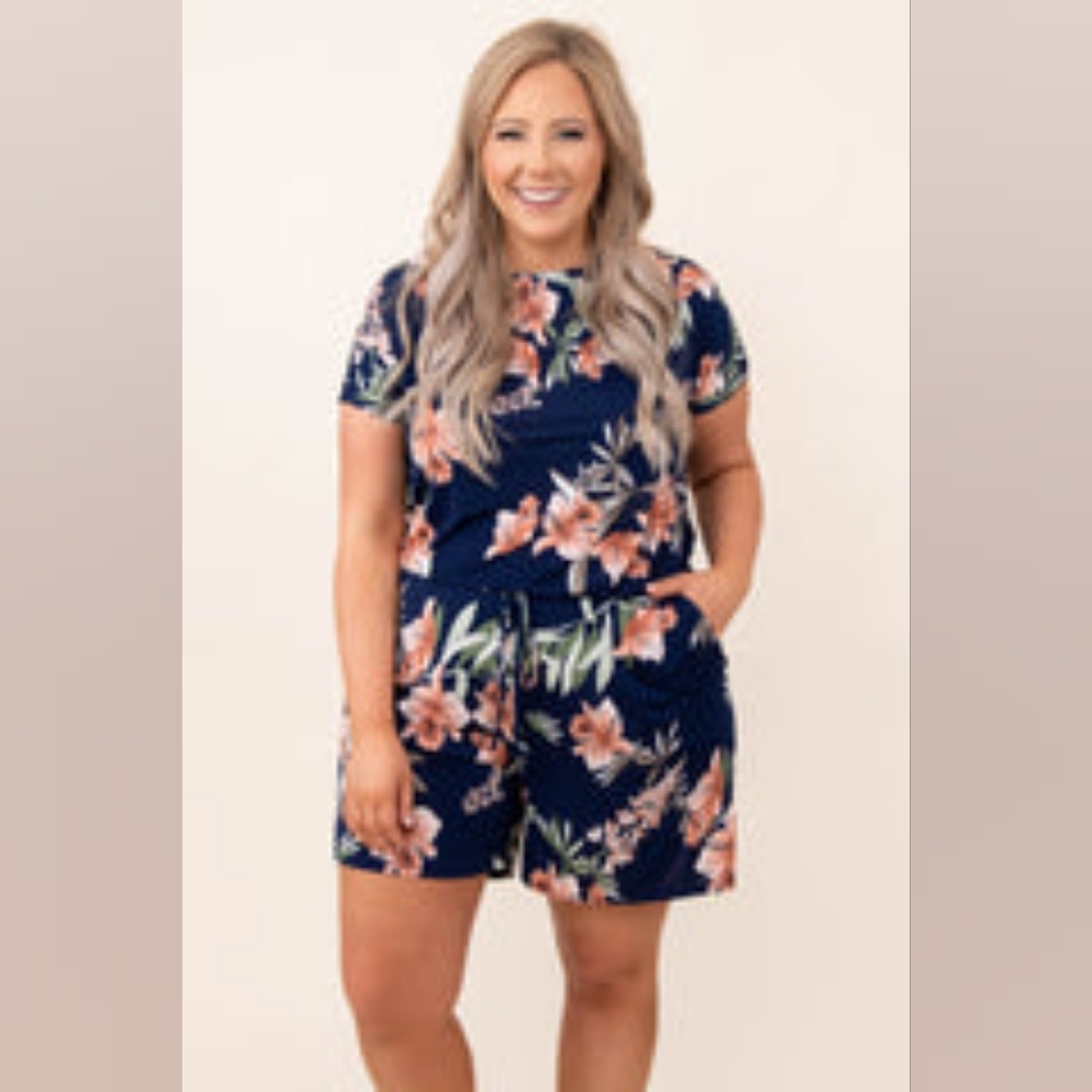 Chic Soul Romper 3X Navy